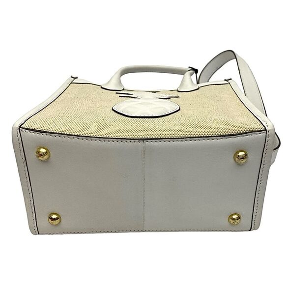 Jeff Wan Textile Tote – Quilted Leather Pineapple, Crossbody/Top Handle – Beige - Picture 8 of 12